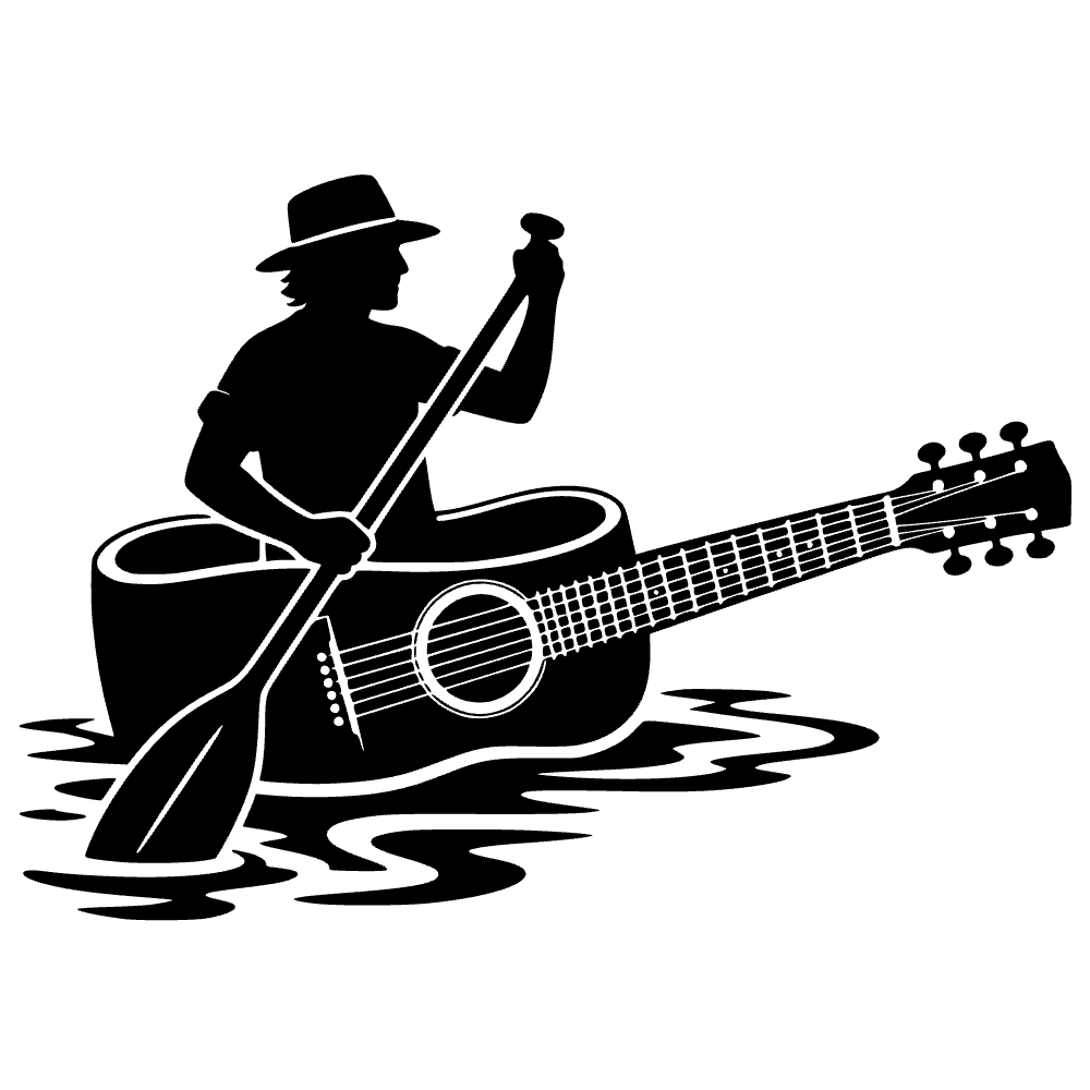 Canoa con guitarra acústica — archivo SVG