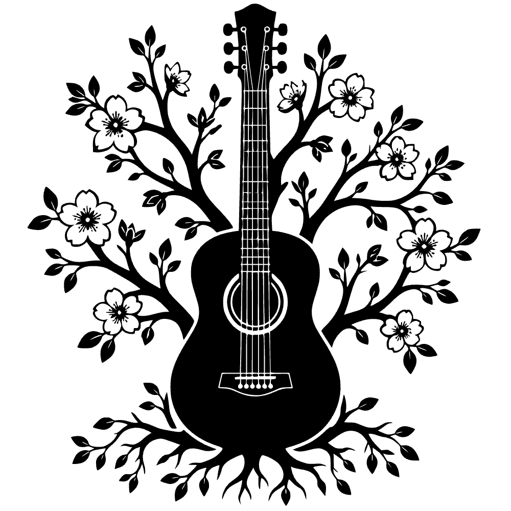 Acoustic Guitar Growing Branches SVG SVG cut file preview