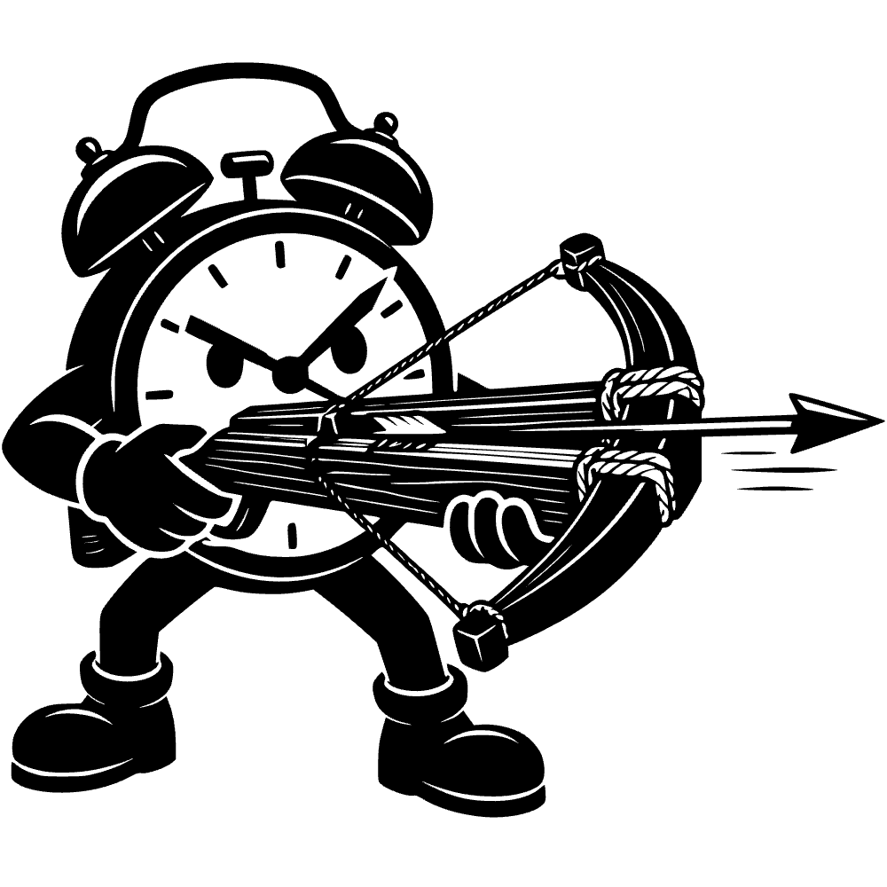 Reloj despertador disparando flechas — archivo SVG