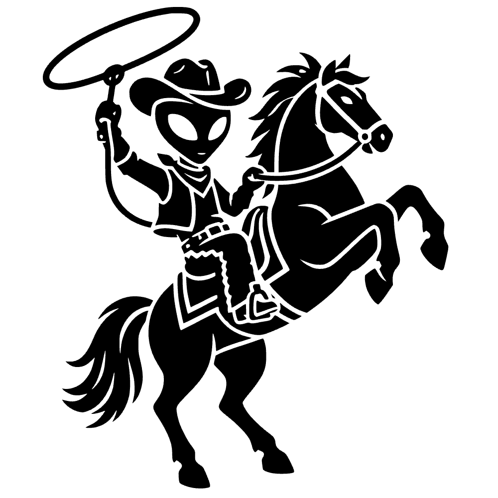 Extraterrestre vaquero montando un caballo — archivo SVG