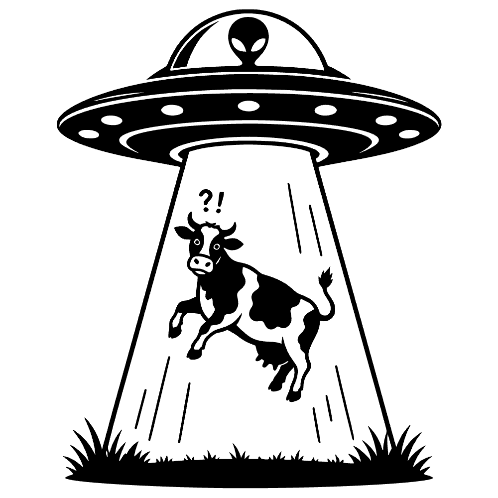 Alien Flying Saucer Abducting SVG cut file preview