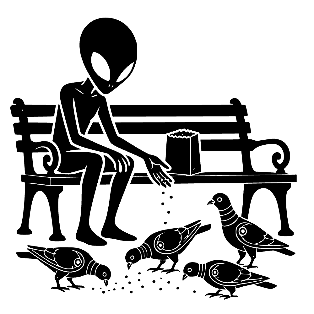 Extraterrestre sentado en un banco — archivo SVG