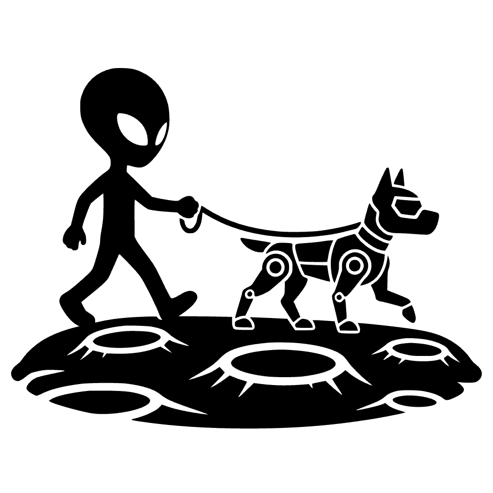 Extraterrestre paseando perro — archivo SVG