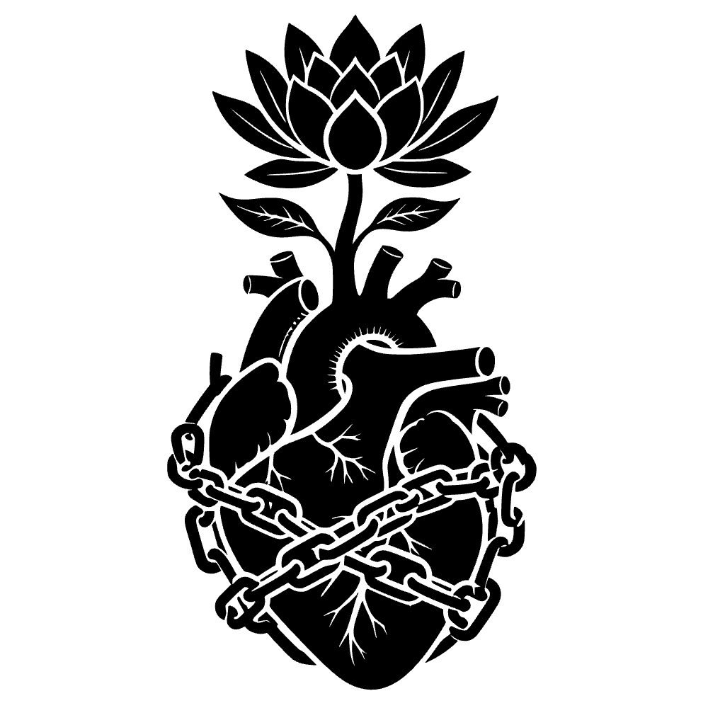 Corazón anatómico envuelto en cadenas — archivo SVG