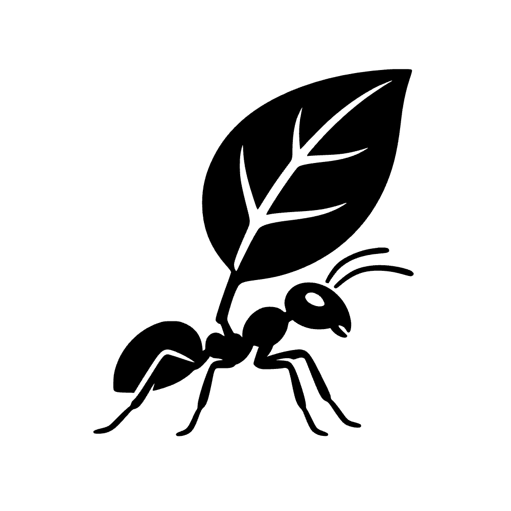 Hormiga cargando una hoja — archivo SVG