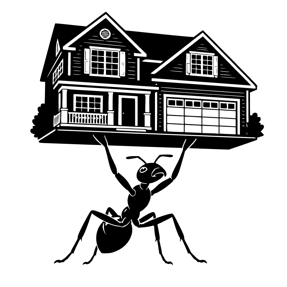Hormiga levantando casa — archivo SVG