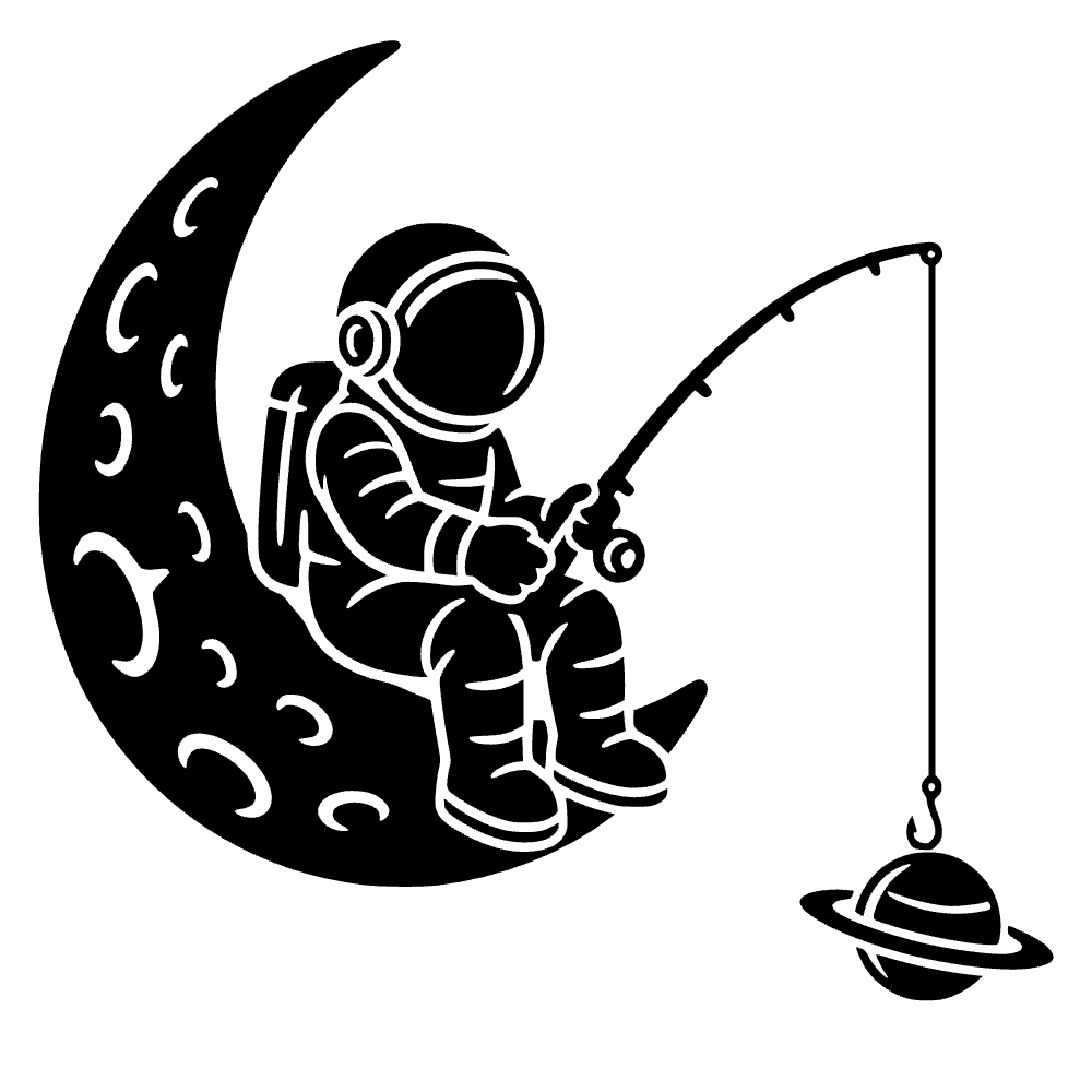 Astronauta pescando desde la luna — archivo SVG