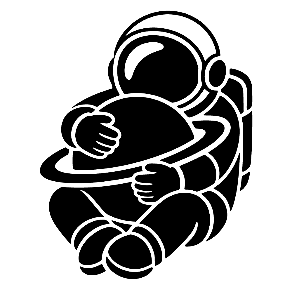 Astronauta abrazando un planeta — archivo SVG