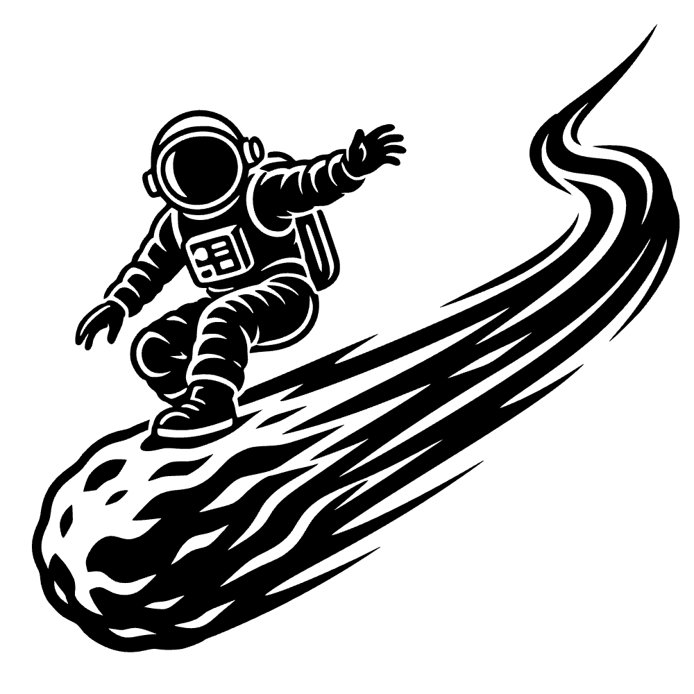 Astronauta surfeando un cometa — archivo SVG
