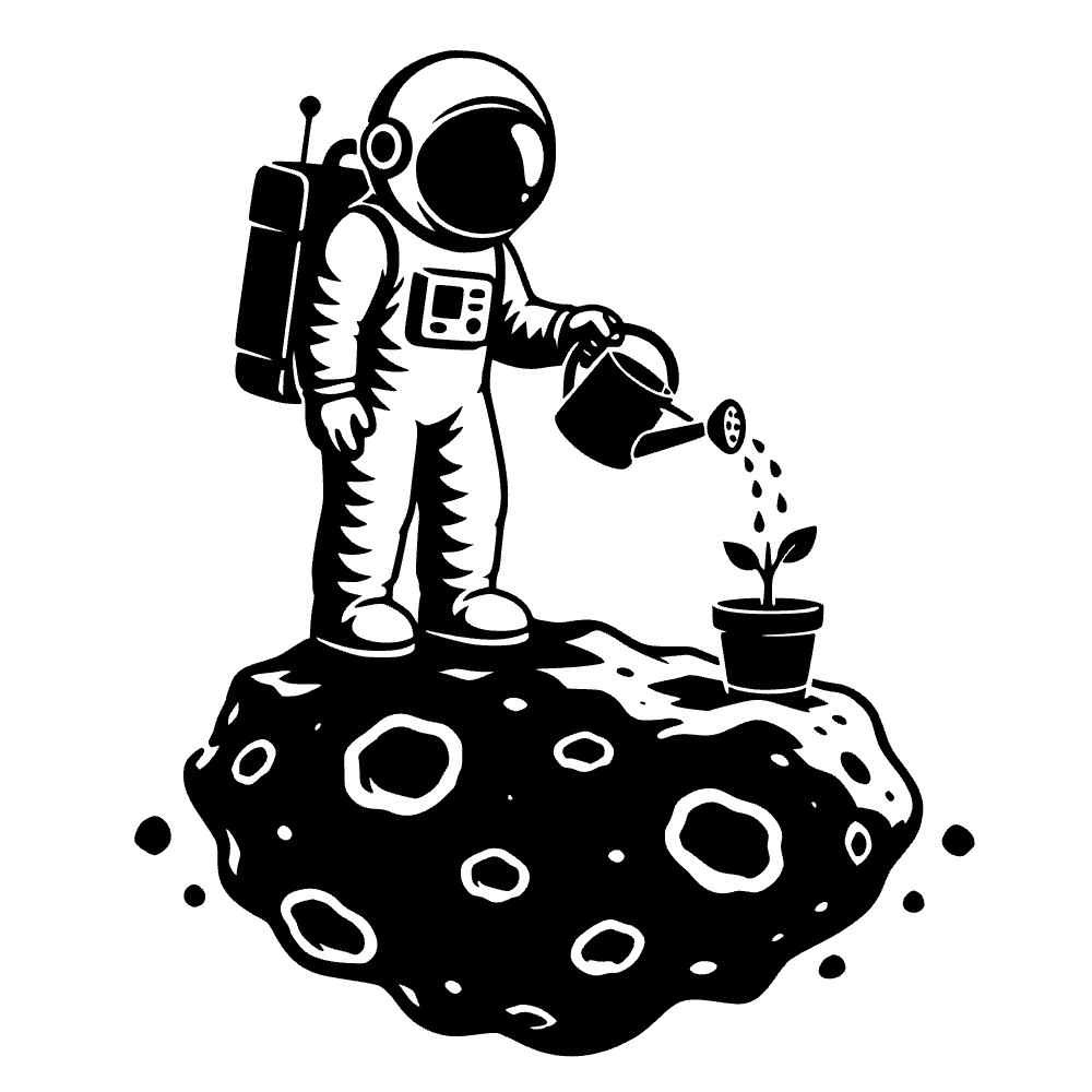 Astronaut Watering Plant SVG cut file preview