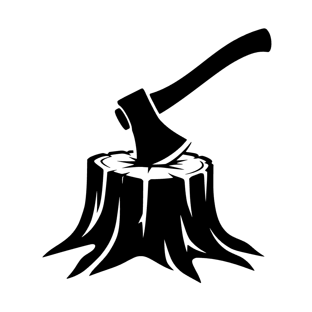 Hacha clavada en un tocón — archivo SVG