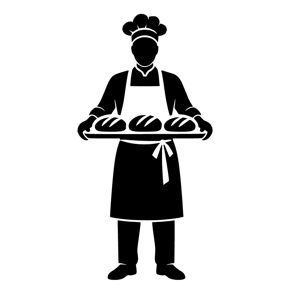 Panadero con bandeja de pan — archivo SVG