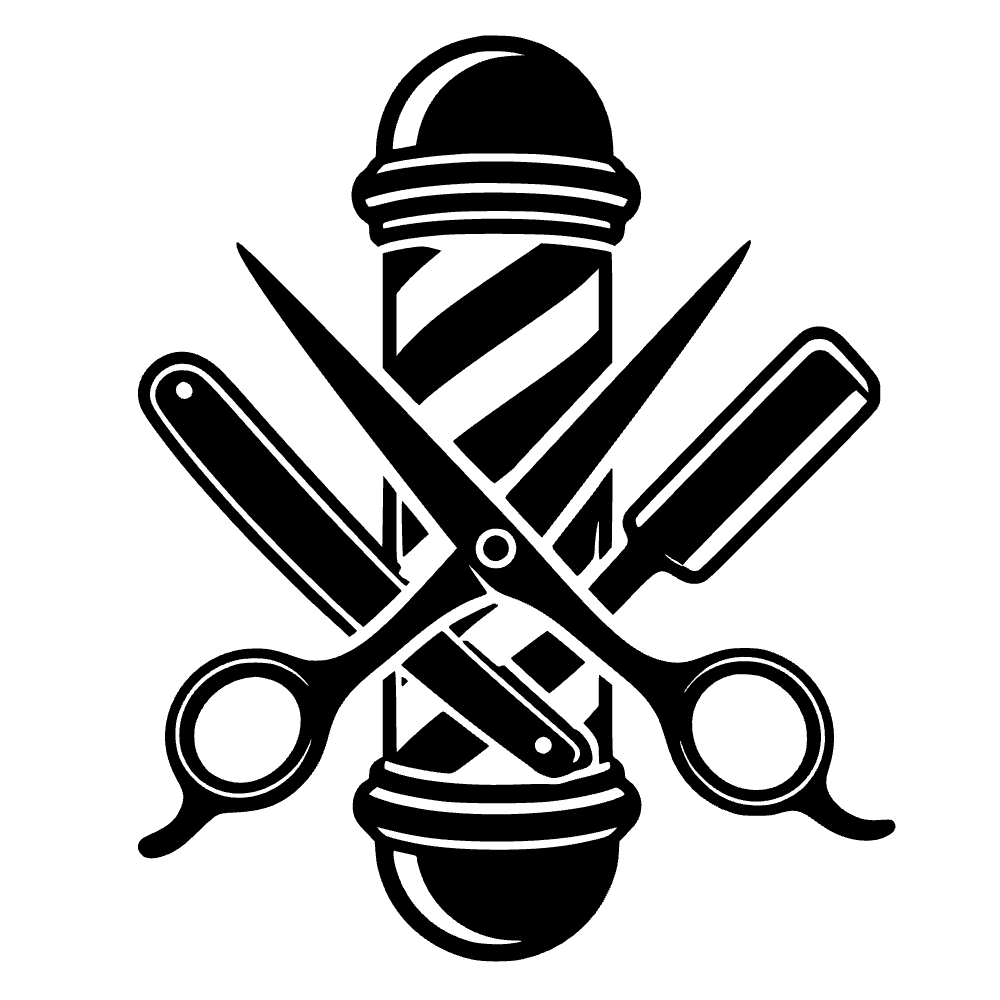 Tijeras clásicas en poste de barbero — archivo SVG
