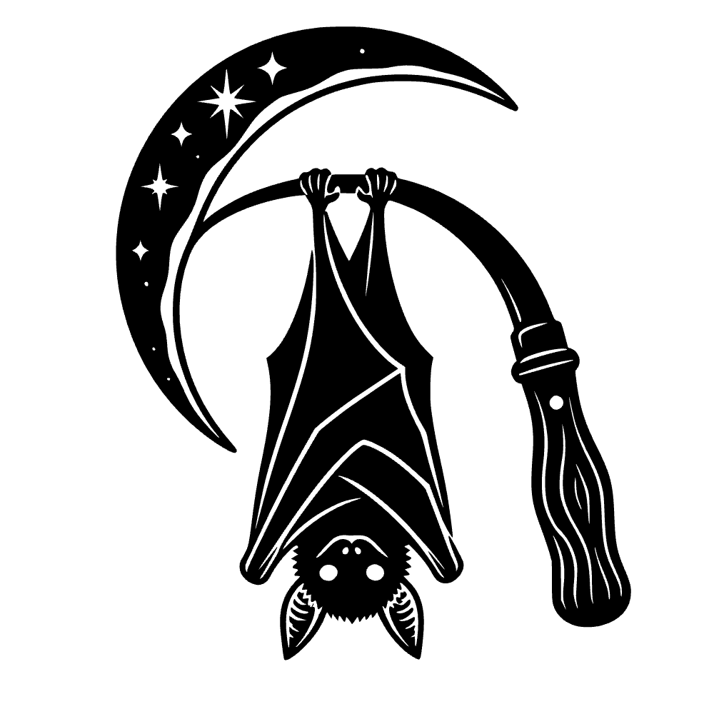 Murciélago colgando de media luna — archivo SVG