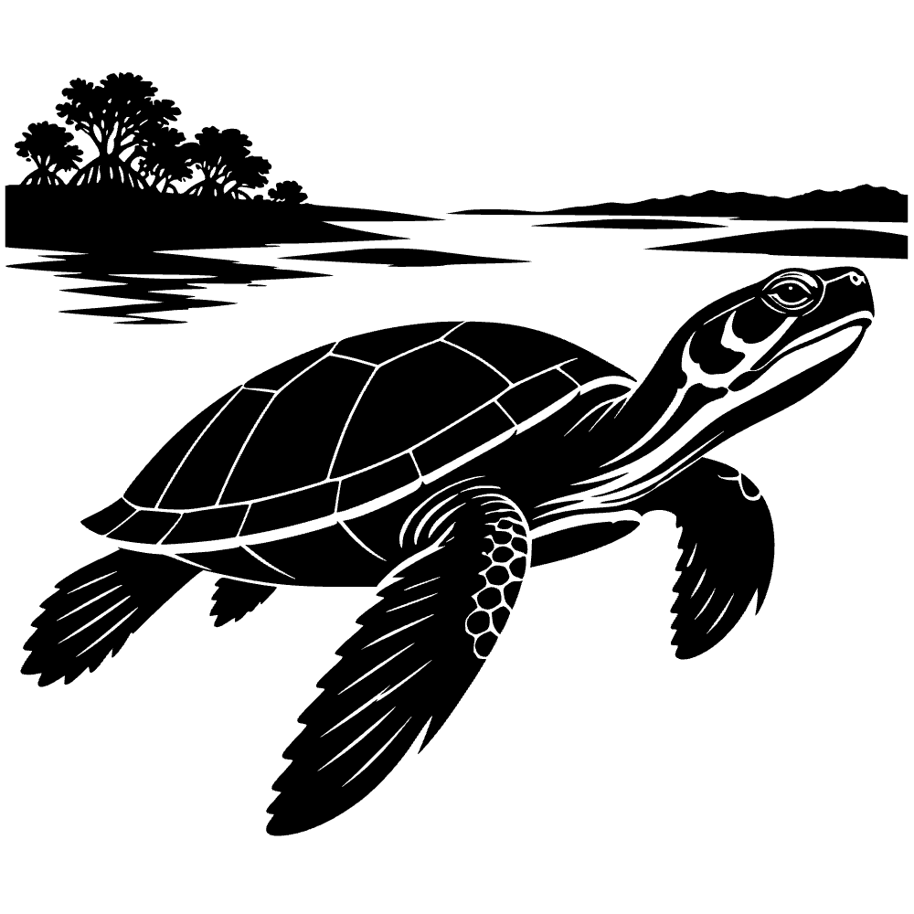 Tortuga batagur nadando — vista previa del archivo SVG
