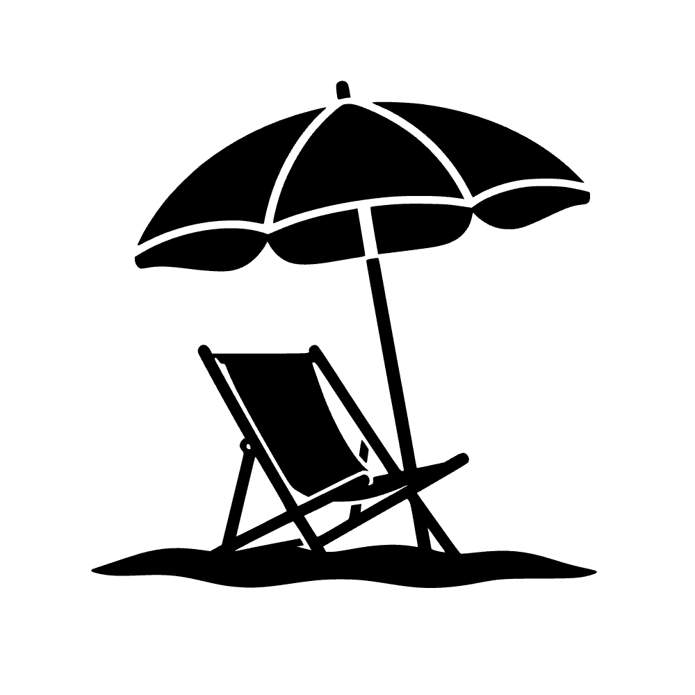 Silla de playa con sombrilla — archivo SVG