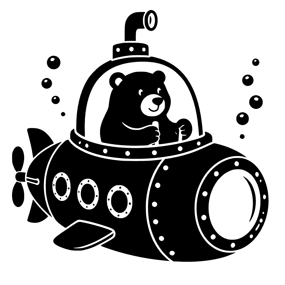 Bear Driving Submarine SVG cut file preview