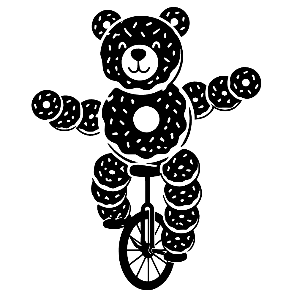 Oso haciendo donuts montando — archivo SVG