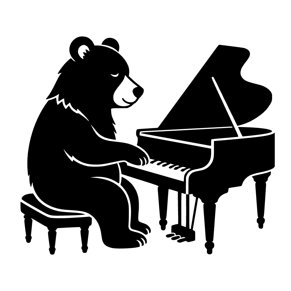 Bear Playing Grand Piano SVG SVG cut file preview