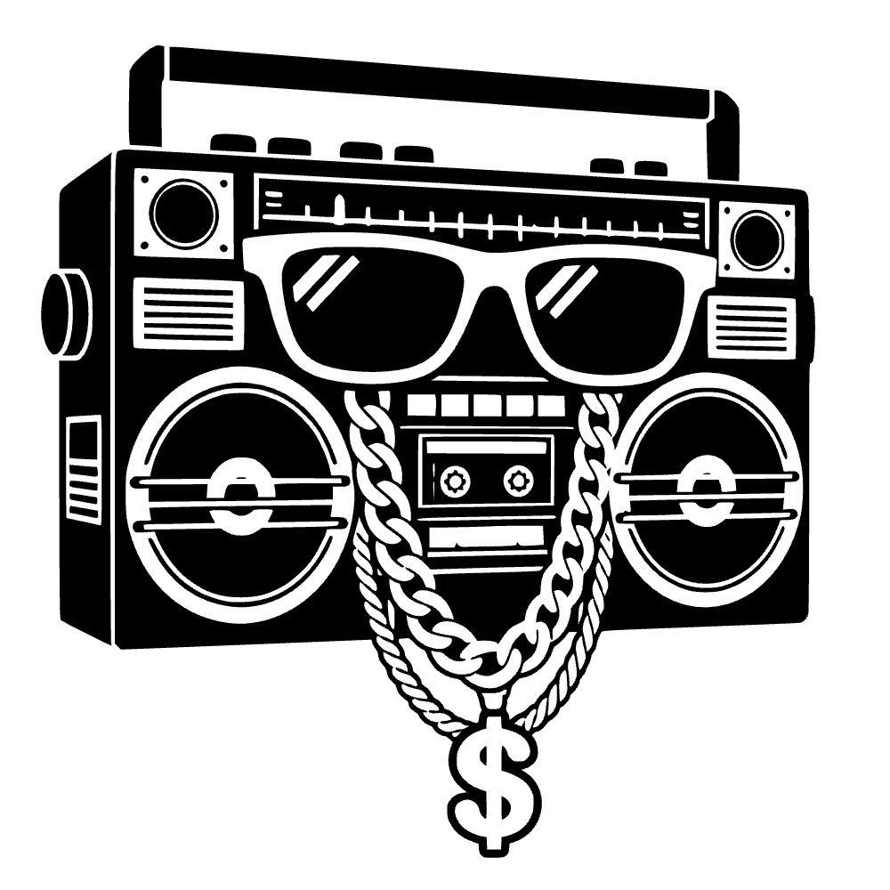 Boombox con cadenas de oro — archivo SVG