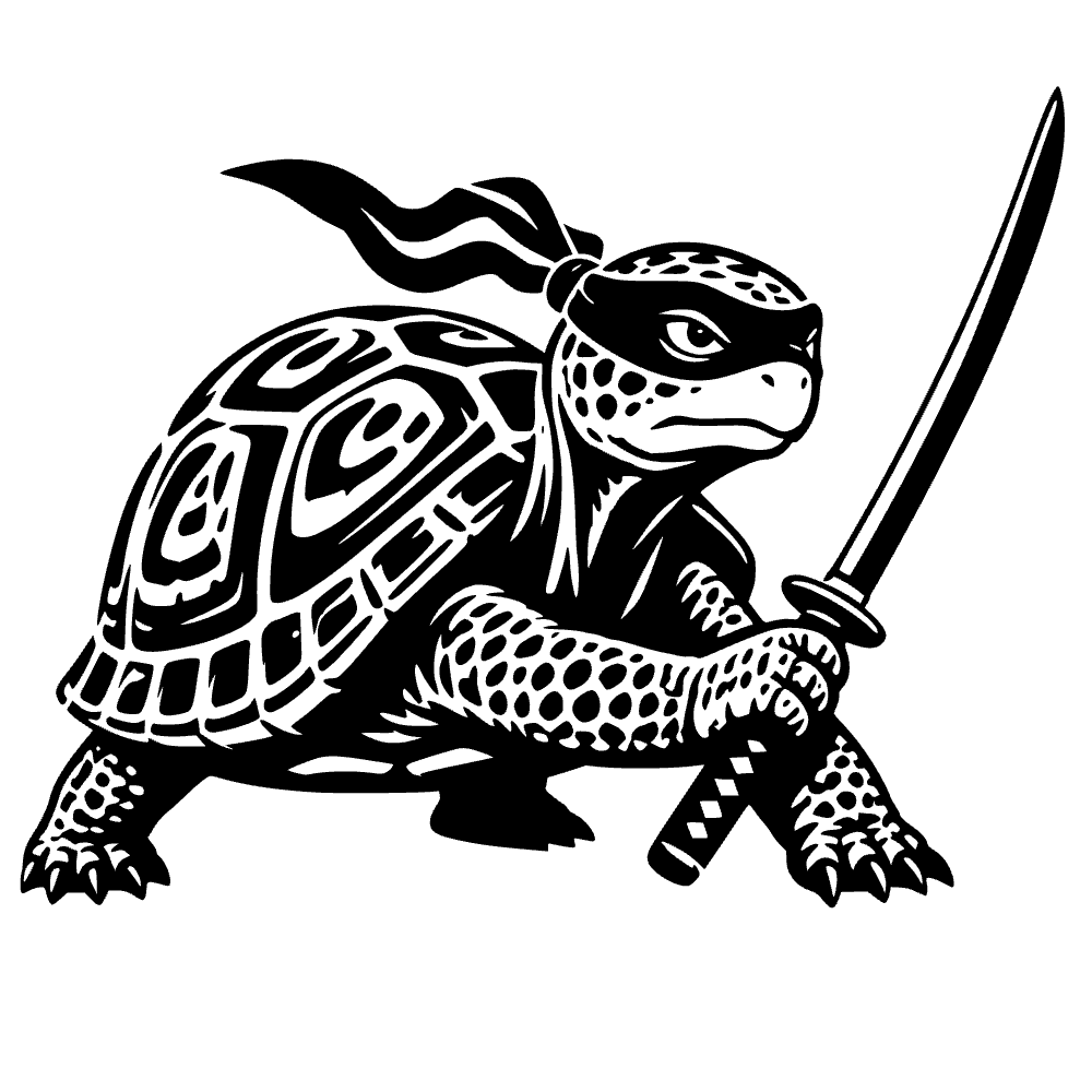 Box Turtle Ninja Silhouette SVG cut file preview