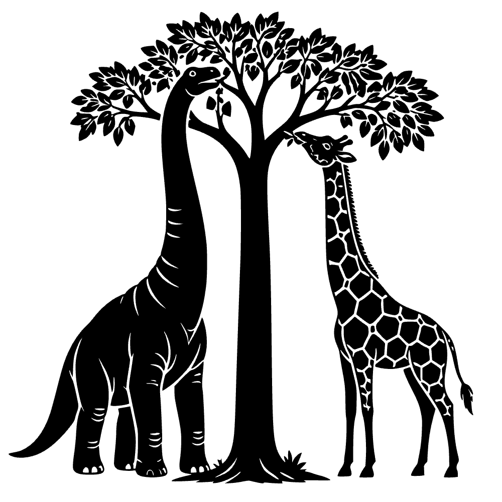 Brachiosaurio con amigos jirafa — archivo SVG