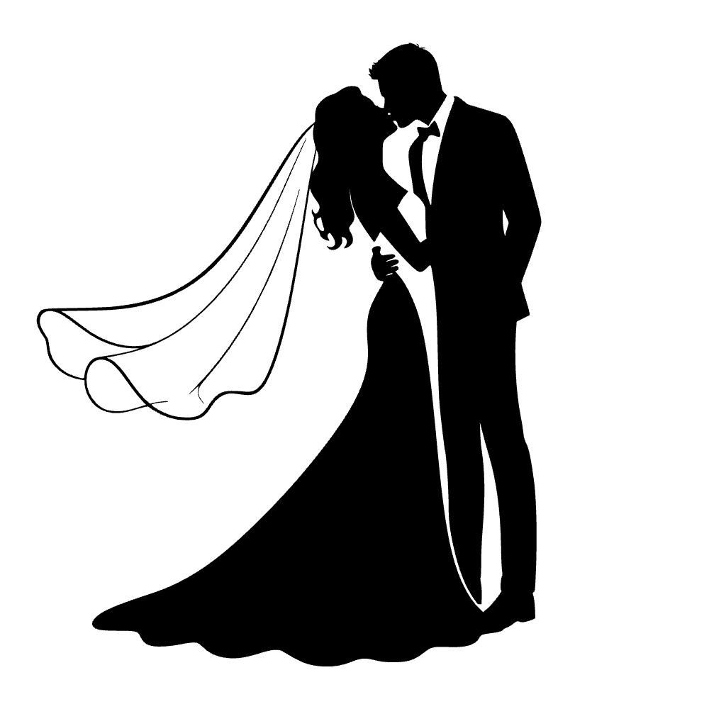 Novia y novio besándose — archivo SVG