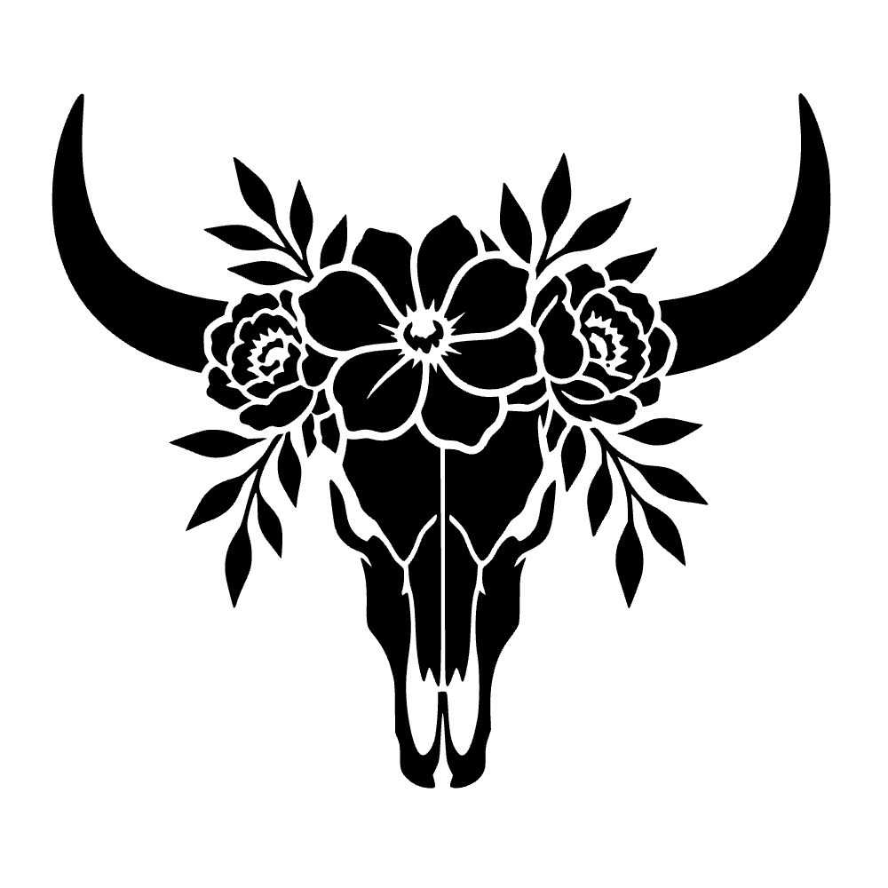 Calavera de toro con flores — archivo SVG