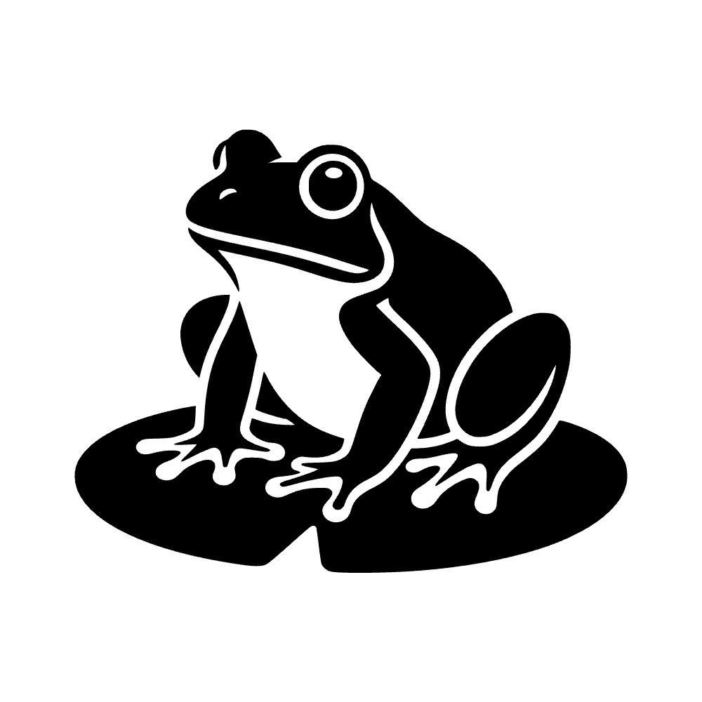 Sapo toro sentado en un nenúfar — archivo SVG