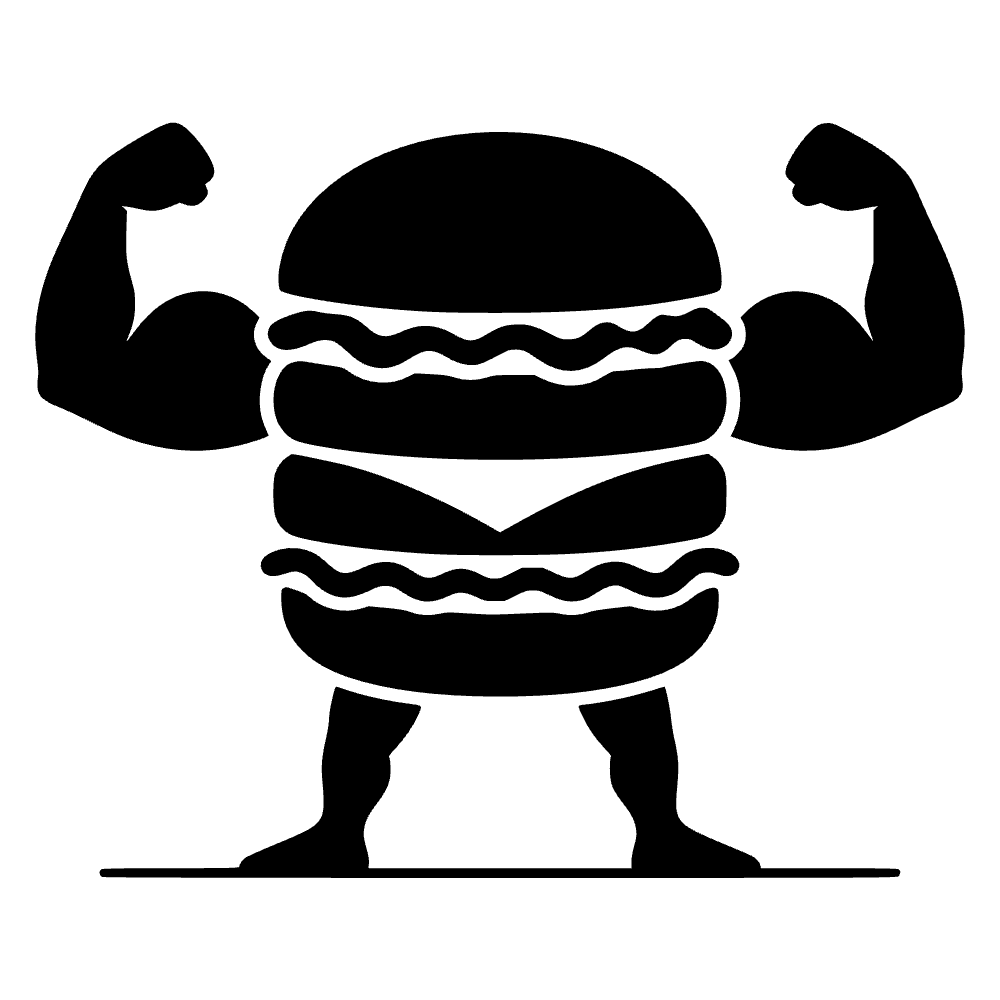 Burger Character Flexing SVG cut file preview