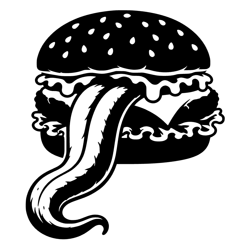 Hamburguesa con lengua larga y serpenteante — archivo SVG
