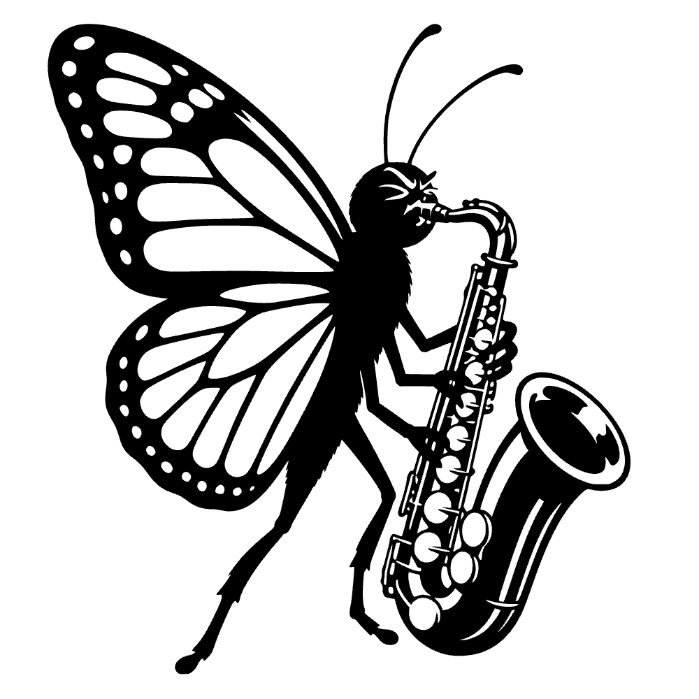 Mariposa tocando el saxofón — archivo SVG