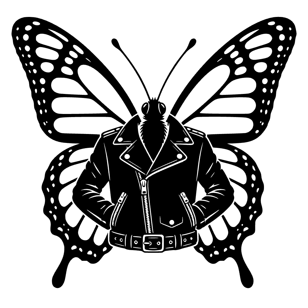 Mariposa con chaqueta de cuero — archivo SVG
