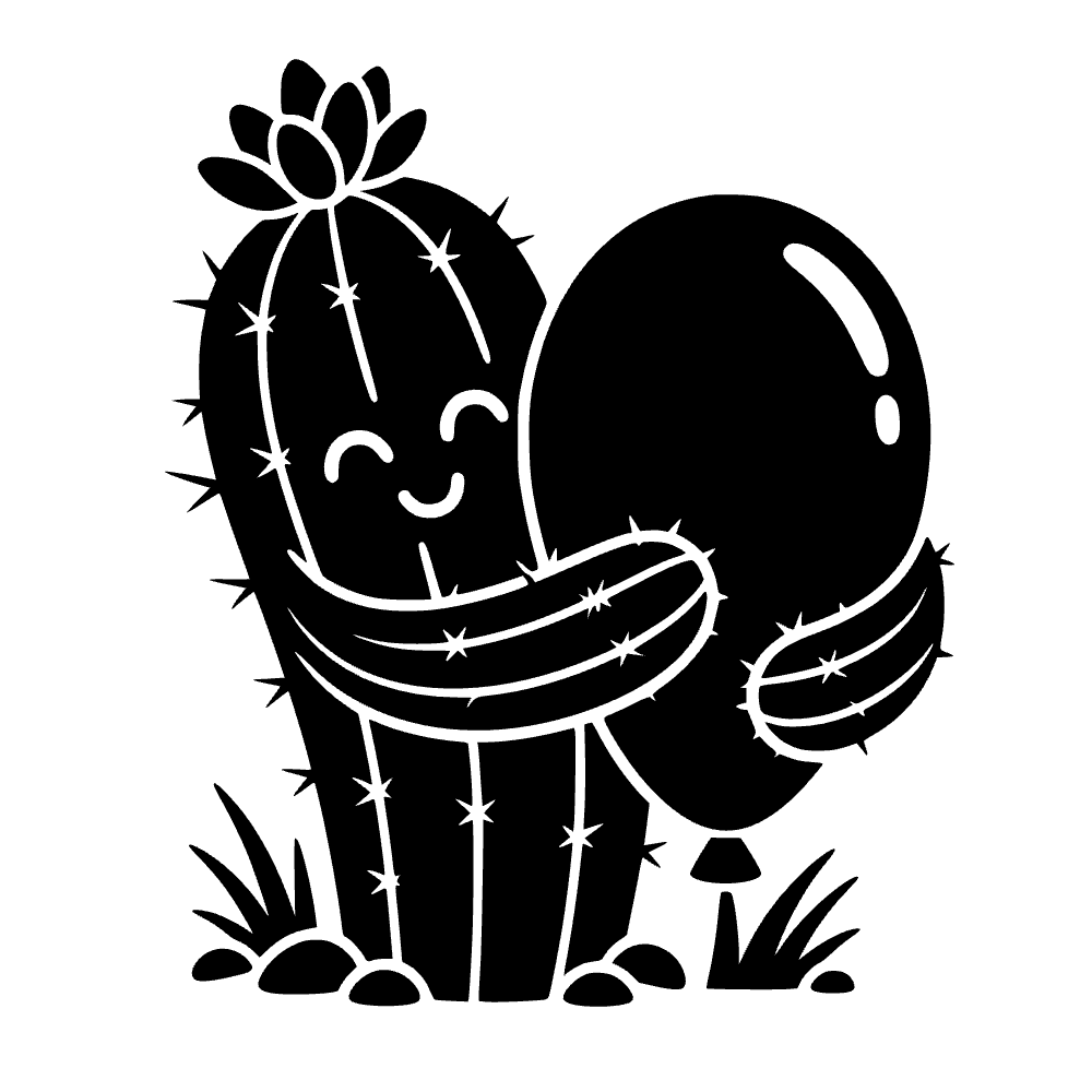 Cactus dando un abrazo cálido — archivo SVG