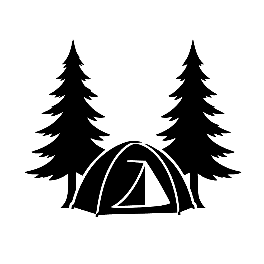 Tienda de campaña entre pinos — archivo SVG