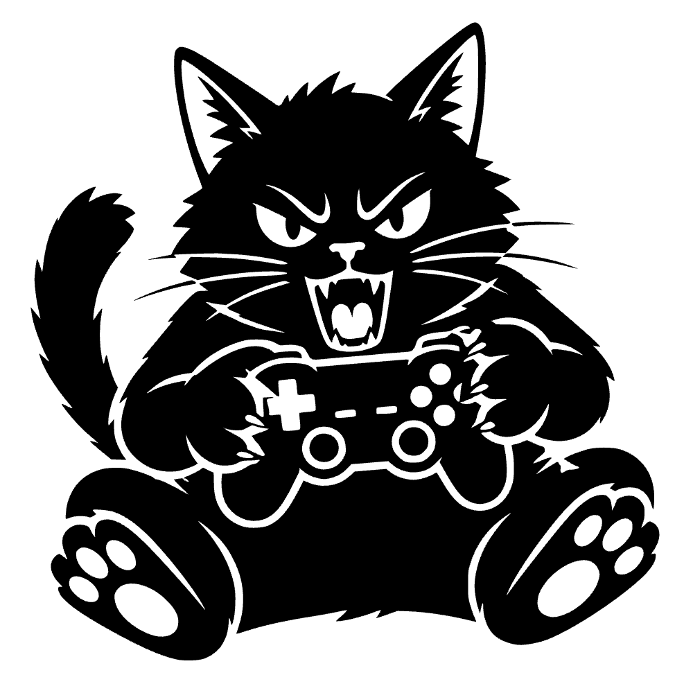 Cat Aggressively Playing SVG cut file preview