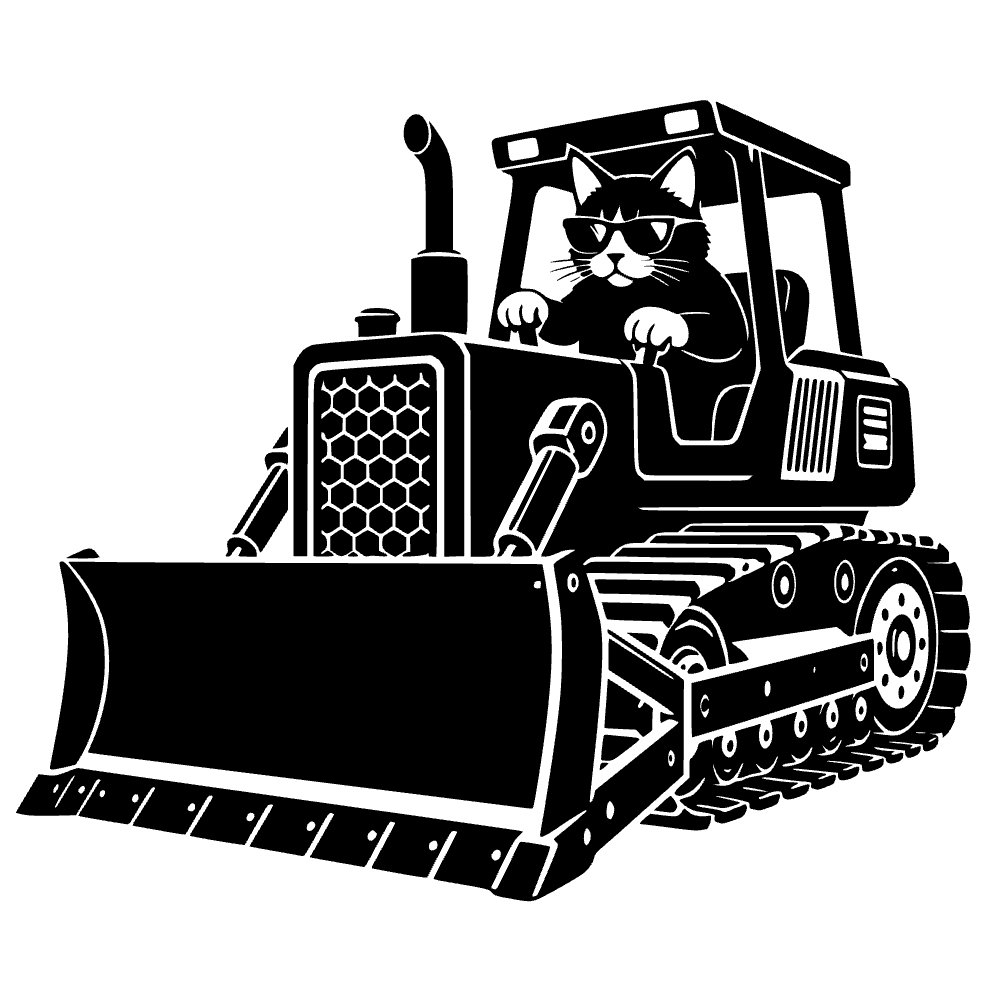Cat Driving Bulldozer SVG cut file