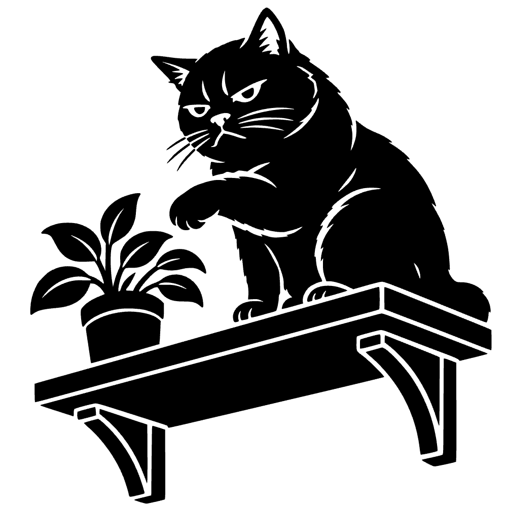 Gato juzgando desde una estantería — archivo SVG