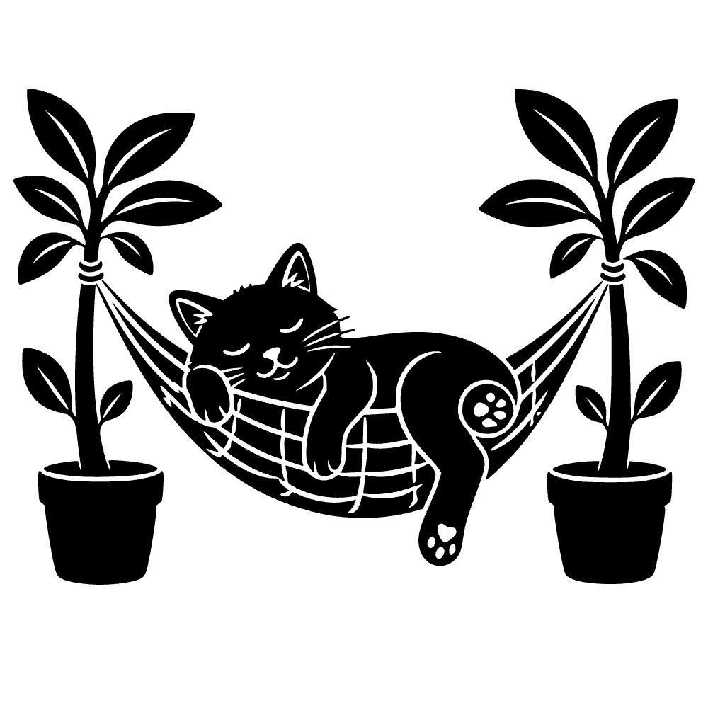 Gato durmiendo en hamaca — vista previa del archivo SVG