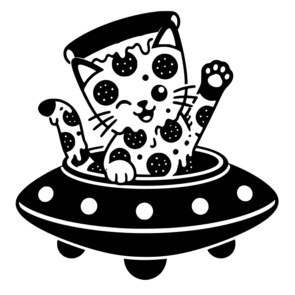 Gato con pizza en ovni — archivo SVG
