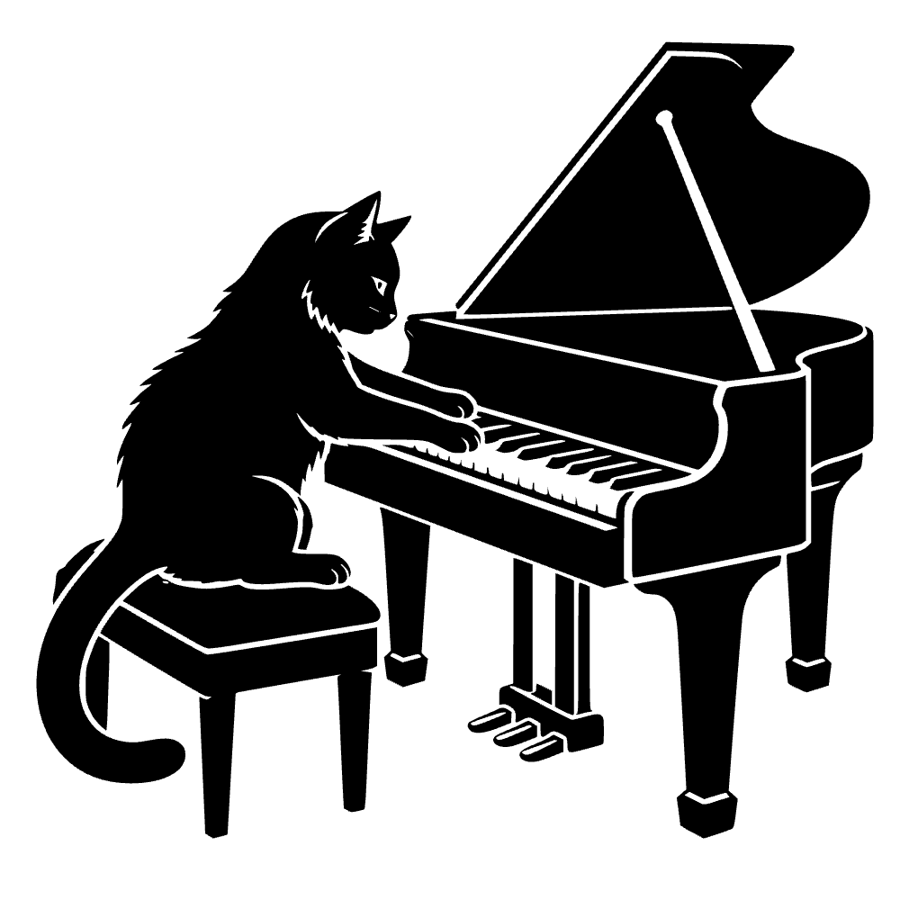 Gato tocando el piano — archivo SVG
