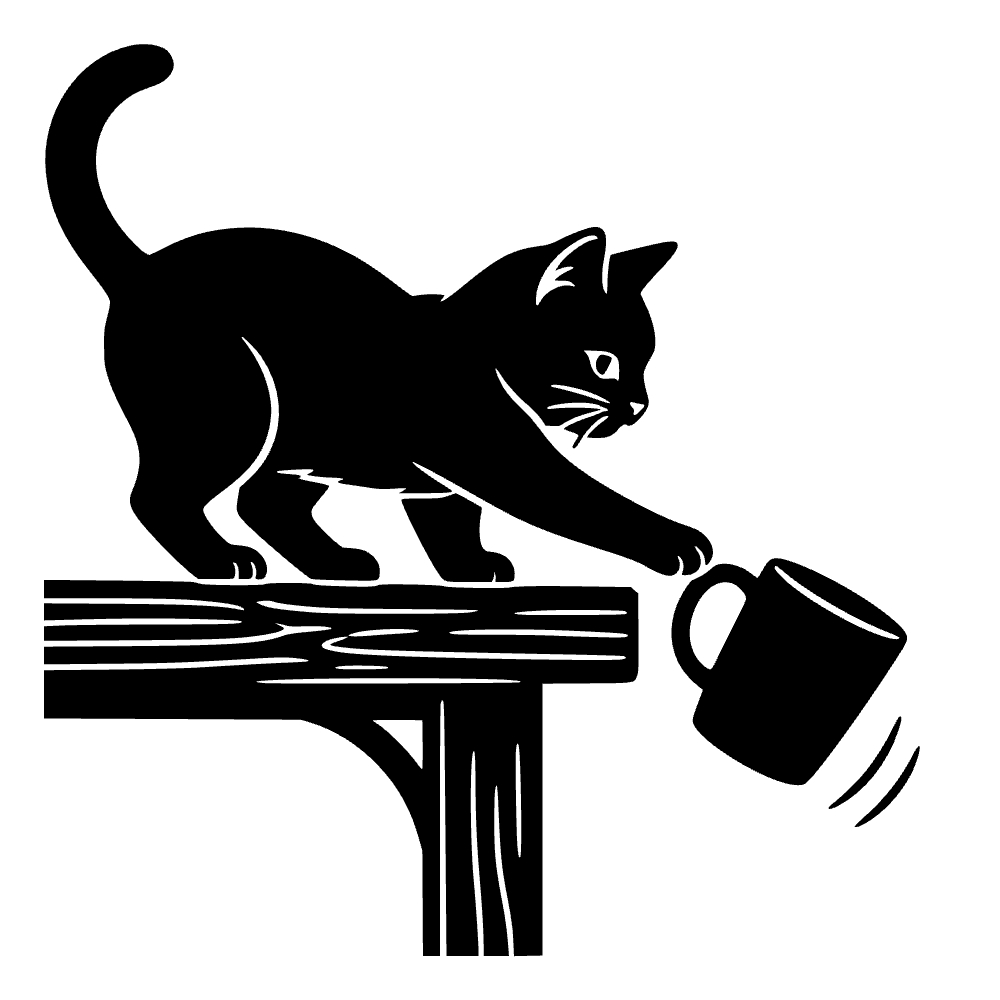 Gato empujando taza — archivo SVG