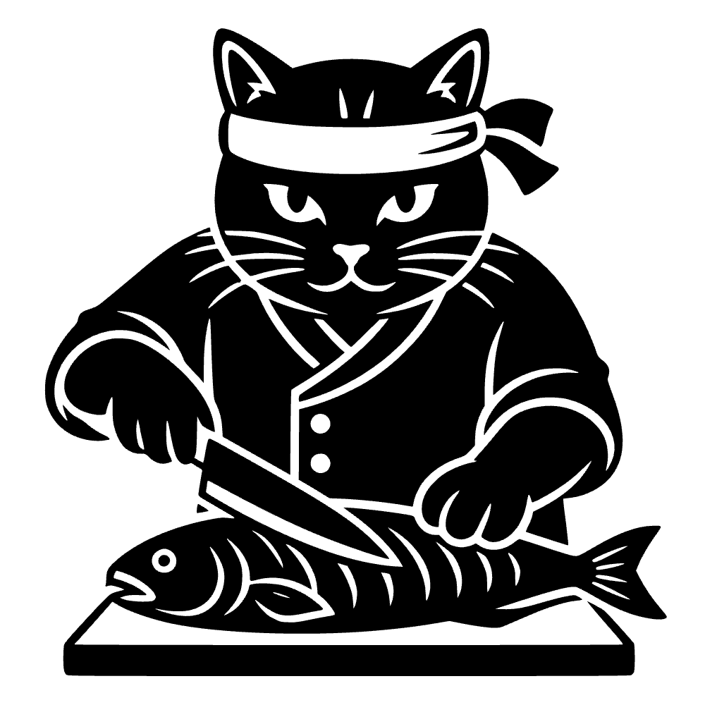 Gato chef de sushi — archivo SVG