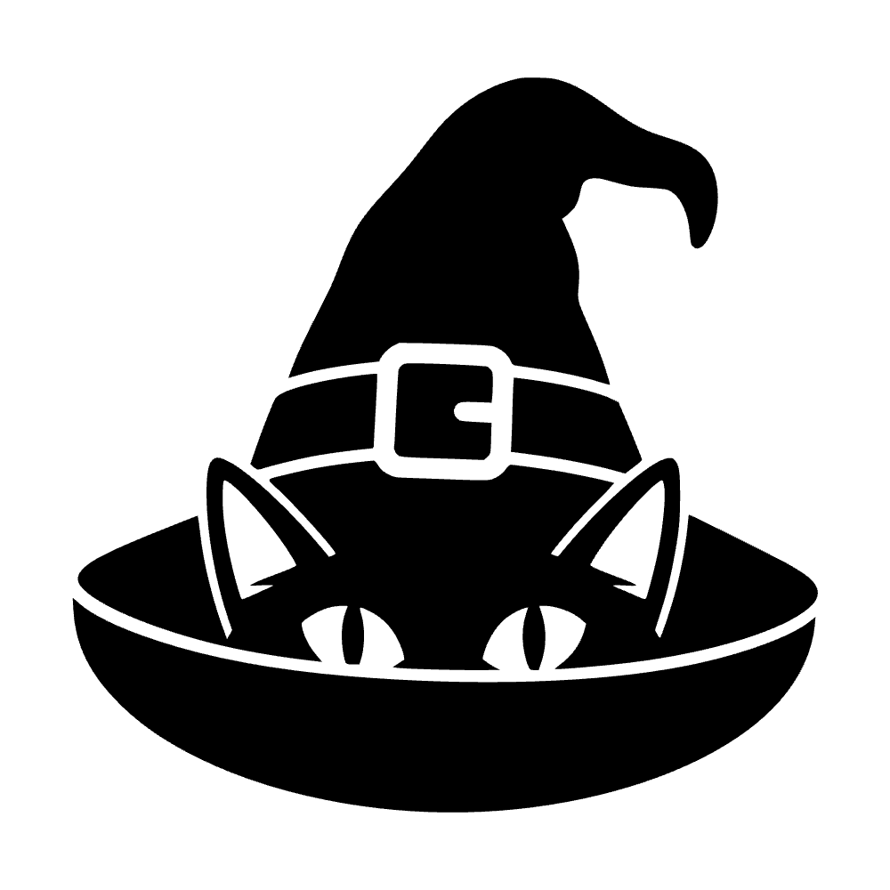 Gato con sombrero de bruja — archivo SVG