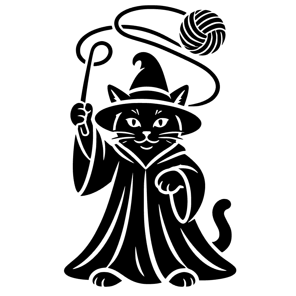 Gato mago lanzando hechizo — archivo SVG