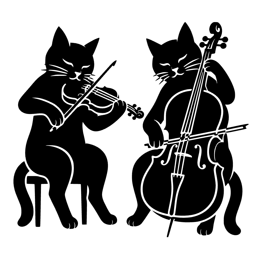 Gatos duetos de violín y chelo — archivo SVG
