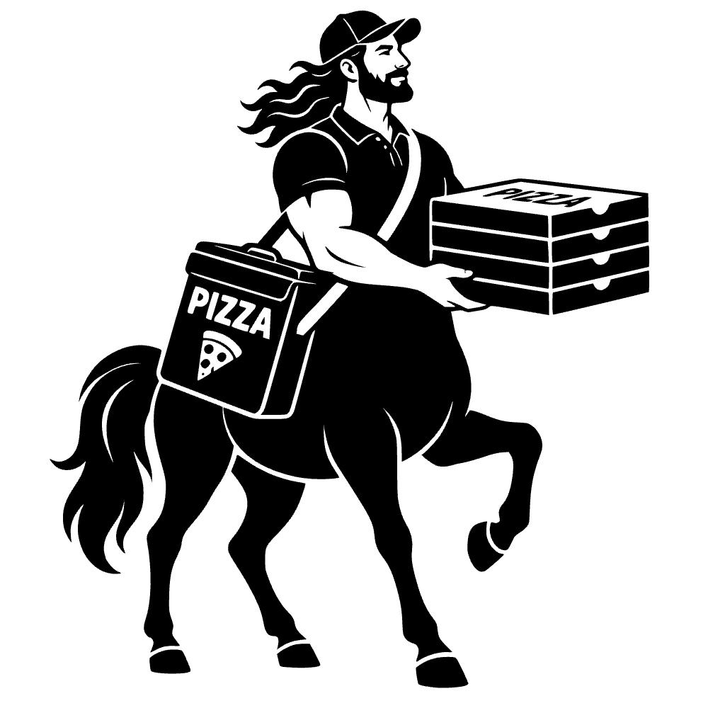 Centauro entregando pizza — archivo SVG
