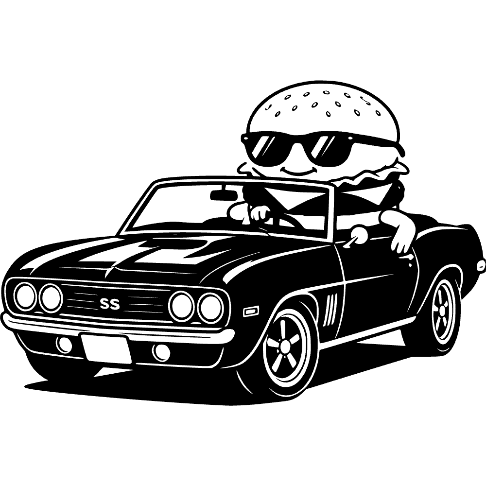 Cheeseburger Driving Convertible SVG SVG cut file preview