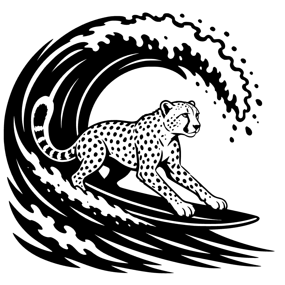 Guepardo surfeando — archivo SVG