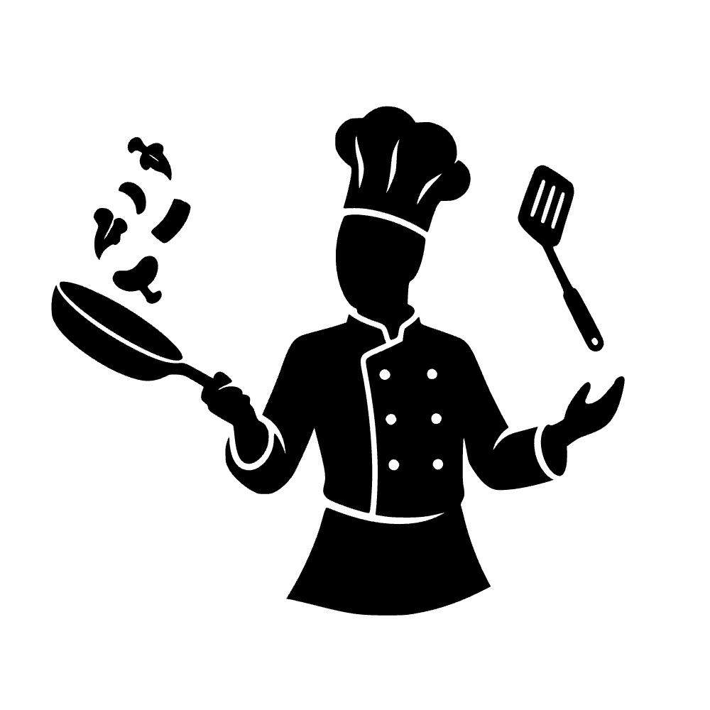 Chef cocinando con sartén — archivo SVG